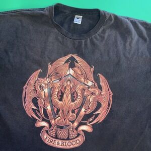 Vintage Y2K Tee Fury Men's XL Black Short Sleeve Dragons Fire & Blood T Shirt‎